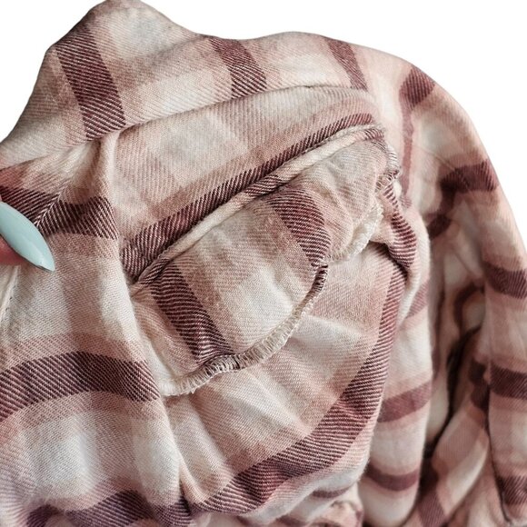 Rails Angelica Shirt Rose Pink Plaid Puff Shoulder Flannel Sz S - Picture 9 of 11